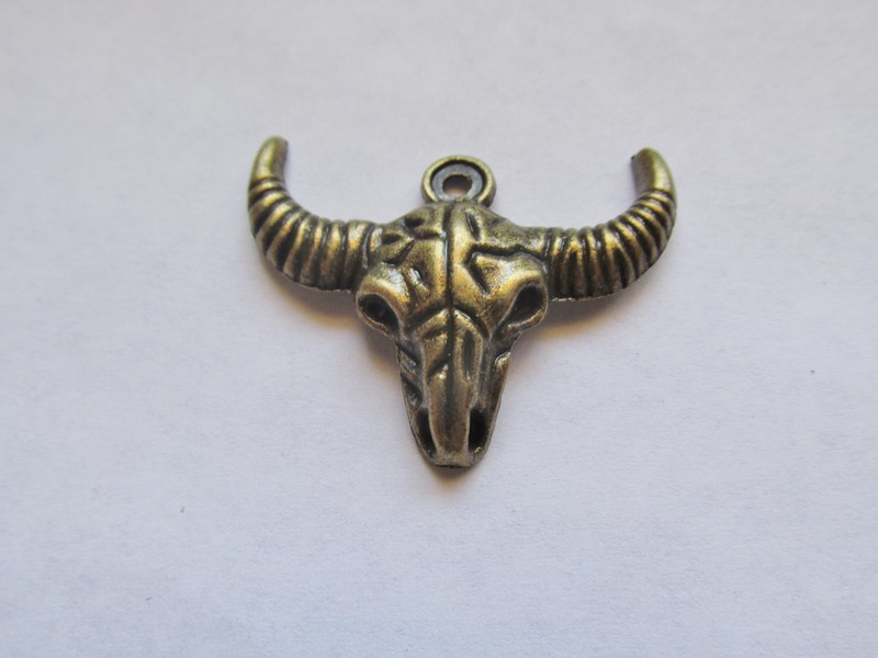 (image for) Antique Bronze Steer Skull Pendant # PP76