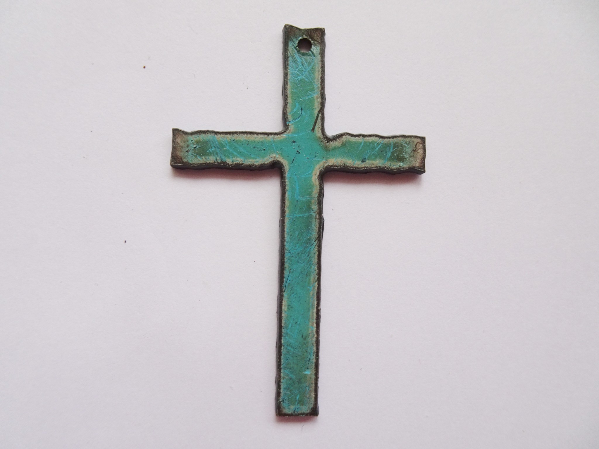 (image for) Straight cross turquoise pendant #CC001-turq