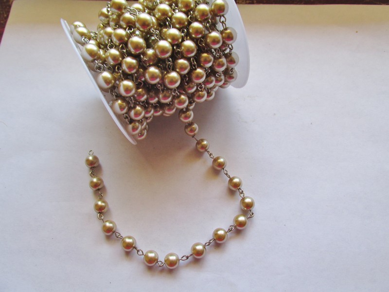 (image for) Pearl Chain - Taupe - Silver (1 ft) 8mm