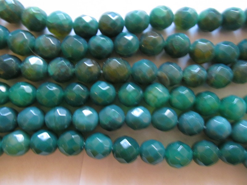 (image for) Teal Green Jade faceted round 12mm #HU1084