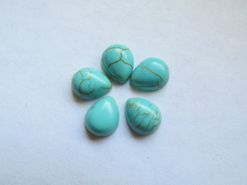 (image for) 8x10mm Turquoise Teardrop cabs (bag of 5) #ECAB2