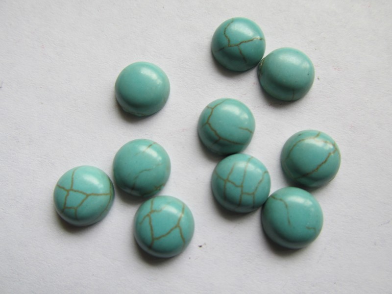 (image for) 10mm Turquoise cabochon (bag of 10) #ECAB-14 - Click Image to Close
