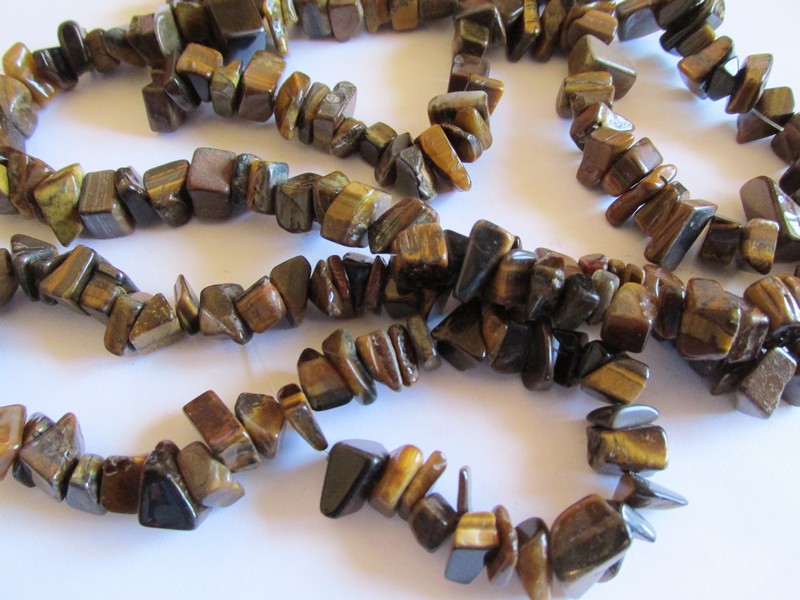 (image for) brown Tiger Eye Tumbled Natural Chunk Beads #1227