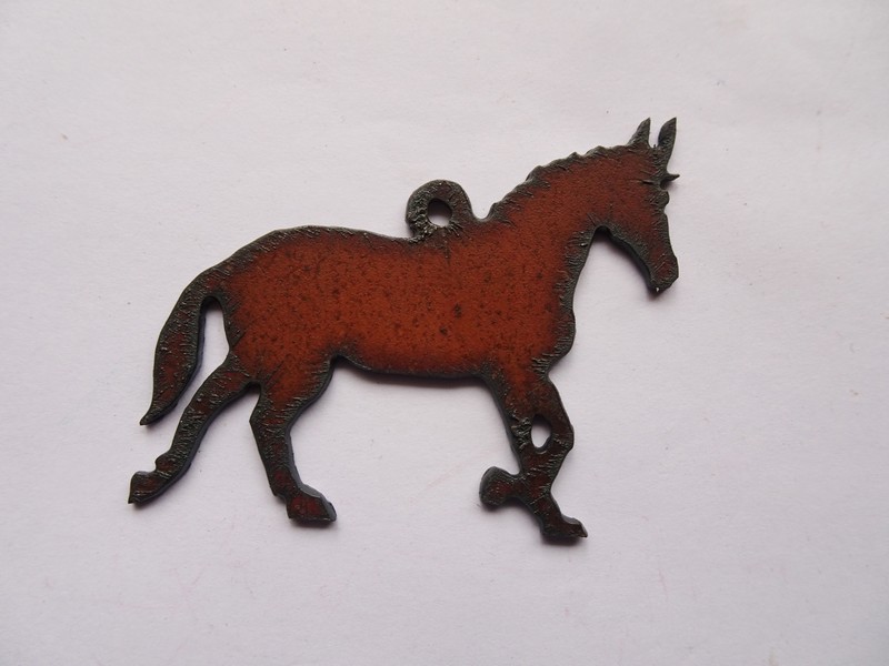 (image for) Horse trotting rustic metal pendant #RR009-trot