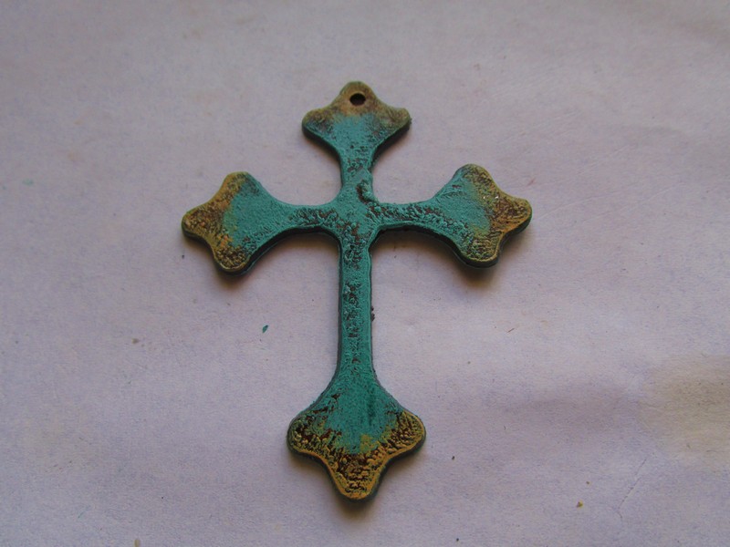 (image for) Cross Metal Patina Pendant #CC018-Turq/Apr