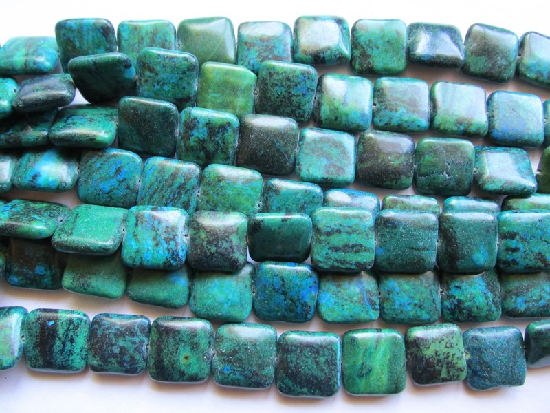 (image for) Turquoise, blue, green square beads #1872