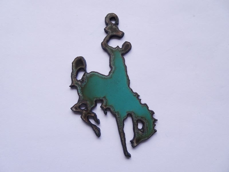 (image for) Turquoise bronc rider rustic jewelry pendant #RR-149-turq