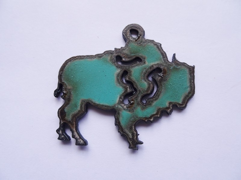 (image for) Turquoise buffalo rustic metal jewelry pendant #SS003-turq