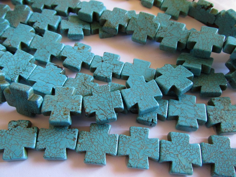 (image for) Turquoise Chopper Cross Beads 20mm #1573
