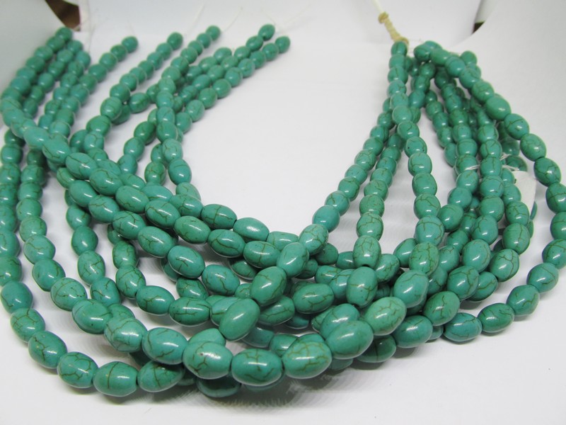 (image for) Turquoise green Magnesite barrel beads #1582-TU