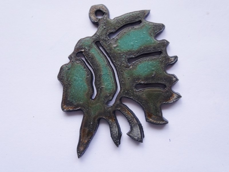 (image for) Turquoise Indian rustic metal pendant #CHM-008-Turq