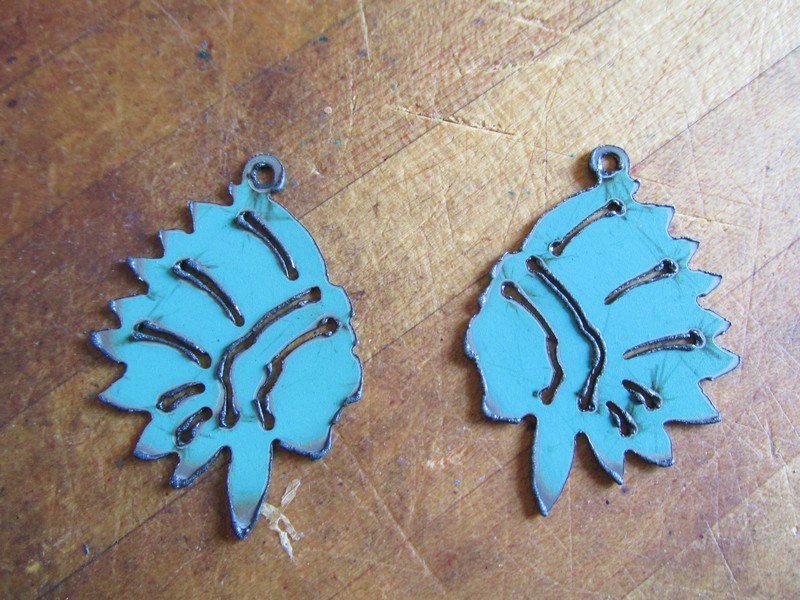 (image for) Indian chief metal Turquoise earring (set) #EWKS-7B