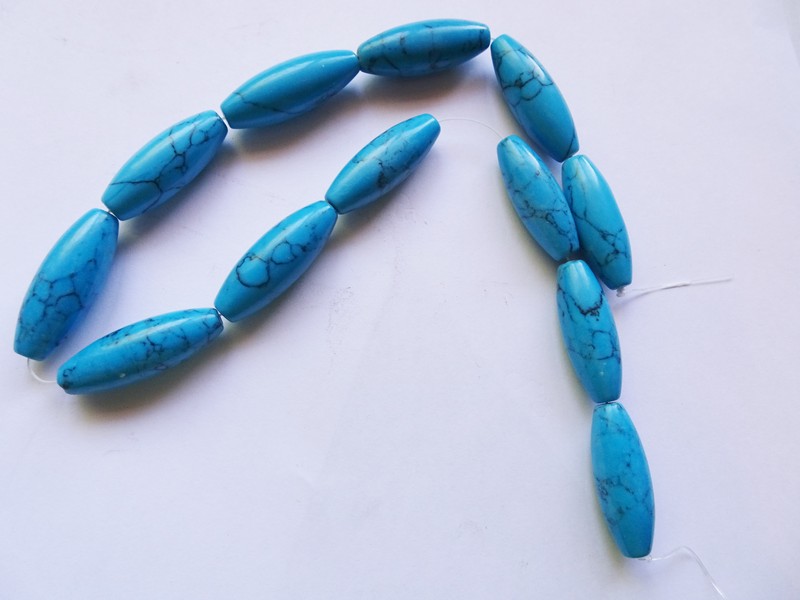 (image for) Turquoise Magnesite shaped tube beads #1541