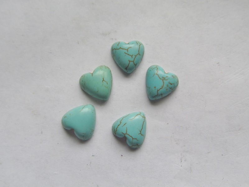 (image for) 12mm Turquoise Heart cabs (5pcs) #CAB-27