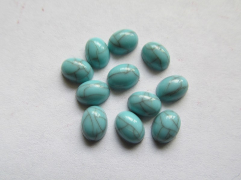 (image for) 6x8mm Turquoise acrylic oval cab (bag of 10) #ECAB-11