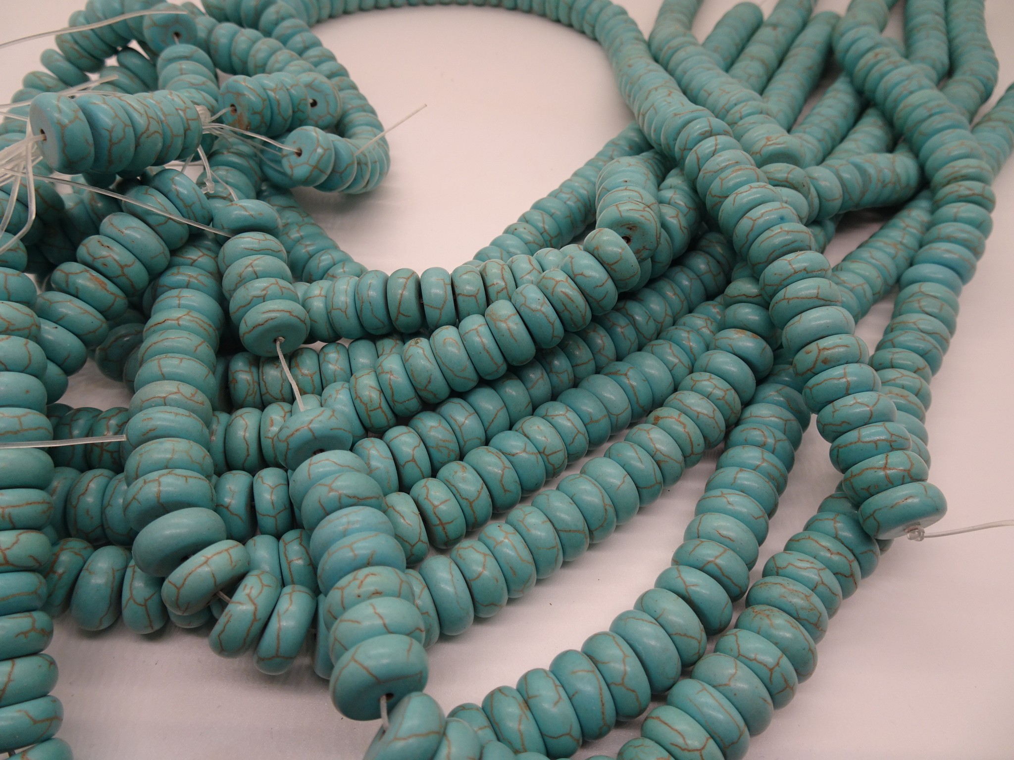 (image for) Turquoise magnesite rondelle beads 12mm #1384-B