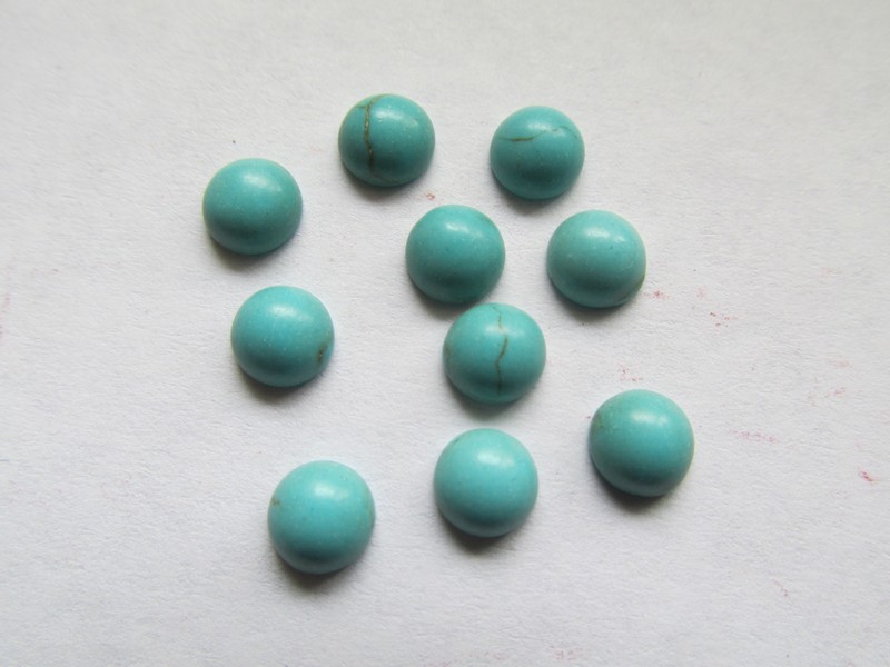 (image for) 6mm Turquoise round cabochon (bag of 10) #ECAB-8