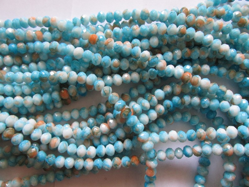 (image for) Turquoise peach white crystal 6x8mm beads #1403 - Click Image to Close