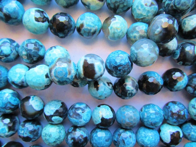 (image for) Turquoise and black Agate 14mm #1386