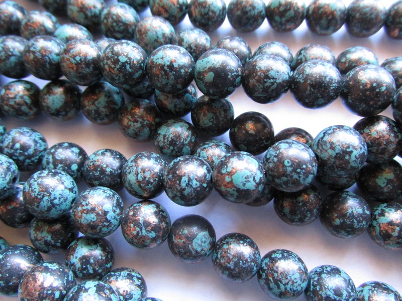 (image for) Turquoise and bronze acrylic round 10MM #1484
