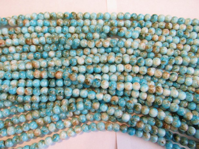 (image for) Turquoise and brown glass beads 8mm #1679-TU