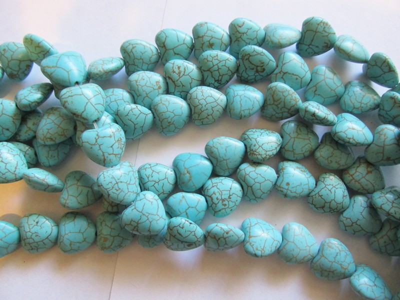 (image for) Turquoise heart beads 14mm #SS1154