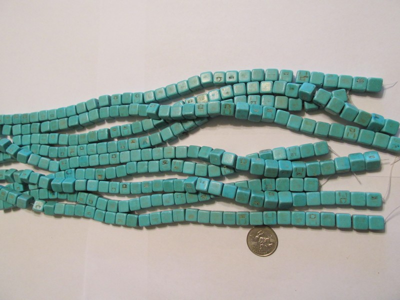 (image for) Turquoise Howlite cube beads 10mm #1888