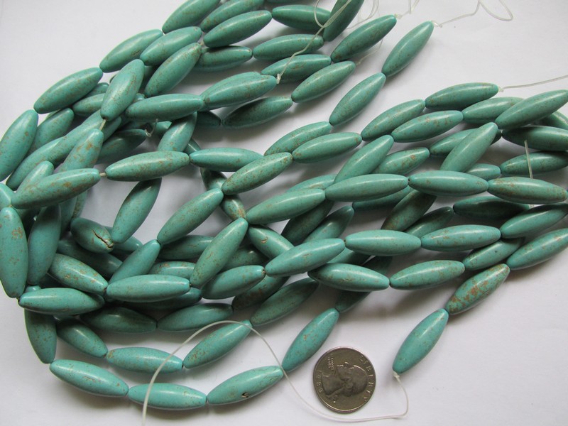 (image for) Turquoise howlite long barrel 9x30mm #1893