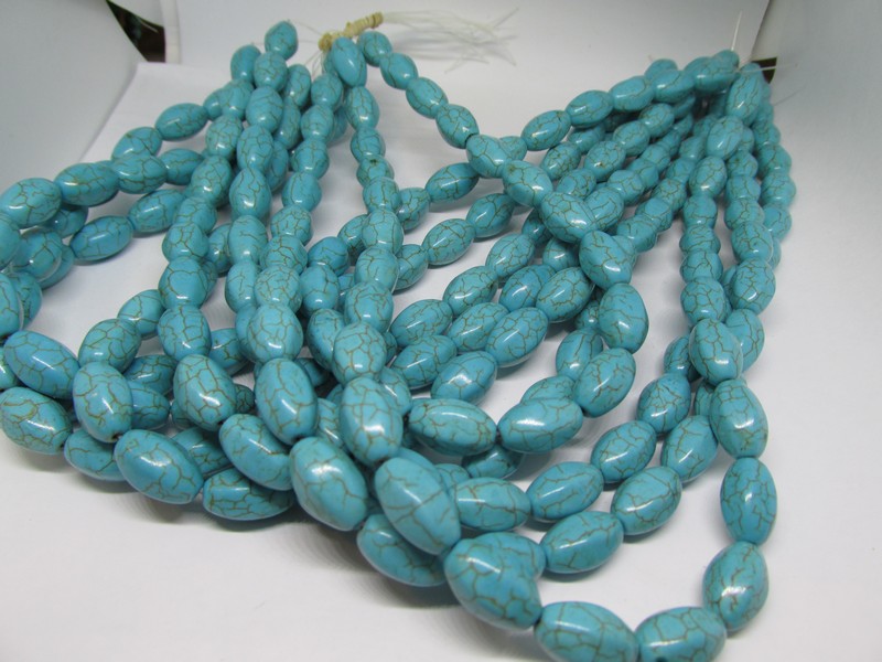 (image for) Turquoise barrel beads 9x16mm #1585-TU
