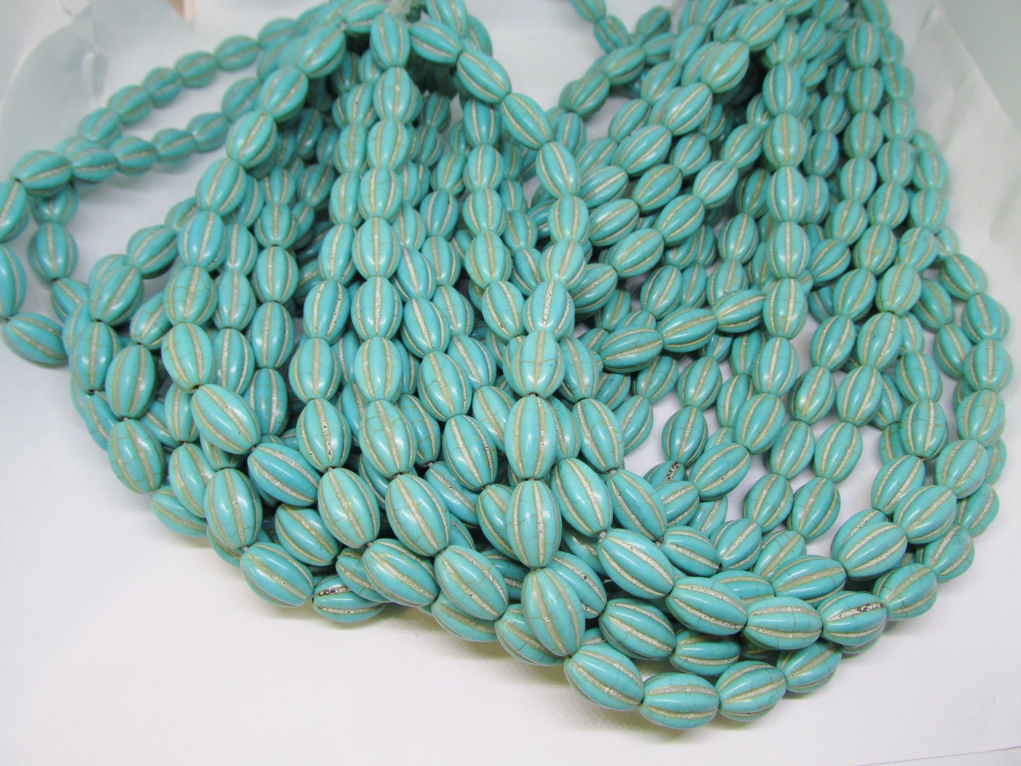 Bead Chain - Turquoise shaped - Copper (1 FT) 10mm