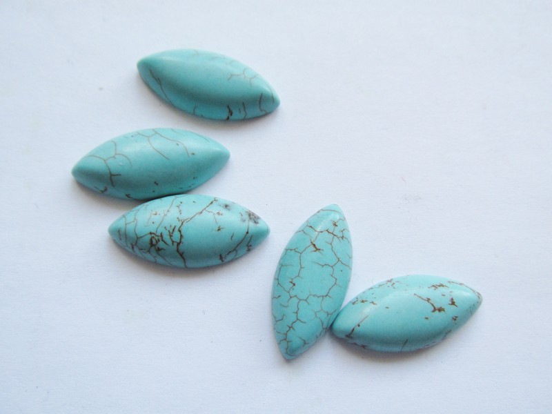 (image for) Turquoise marque cut cabochons 11x25mm (5pcs) #Ecab43