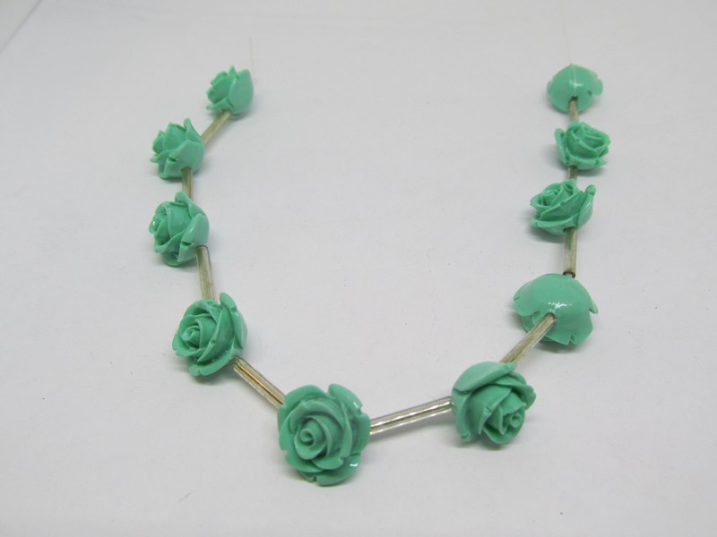 (image for) Turquoise Resin Flower STRAND 10pcs 14mm #FL17