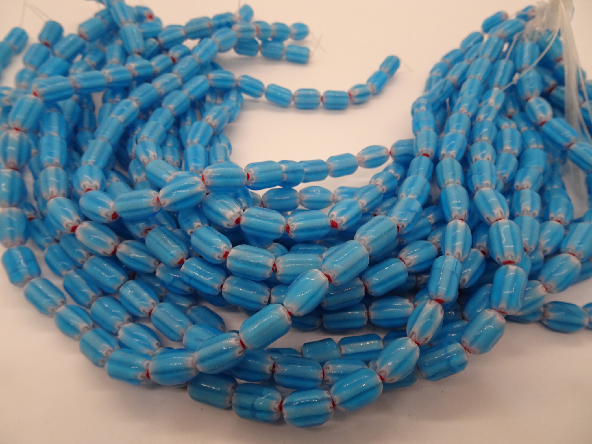 (image for) Turquoise ribbed barrel beads 7x12mm #HU14-1334