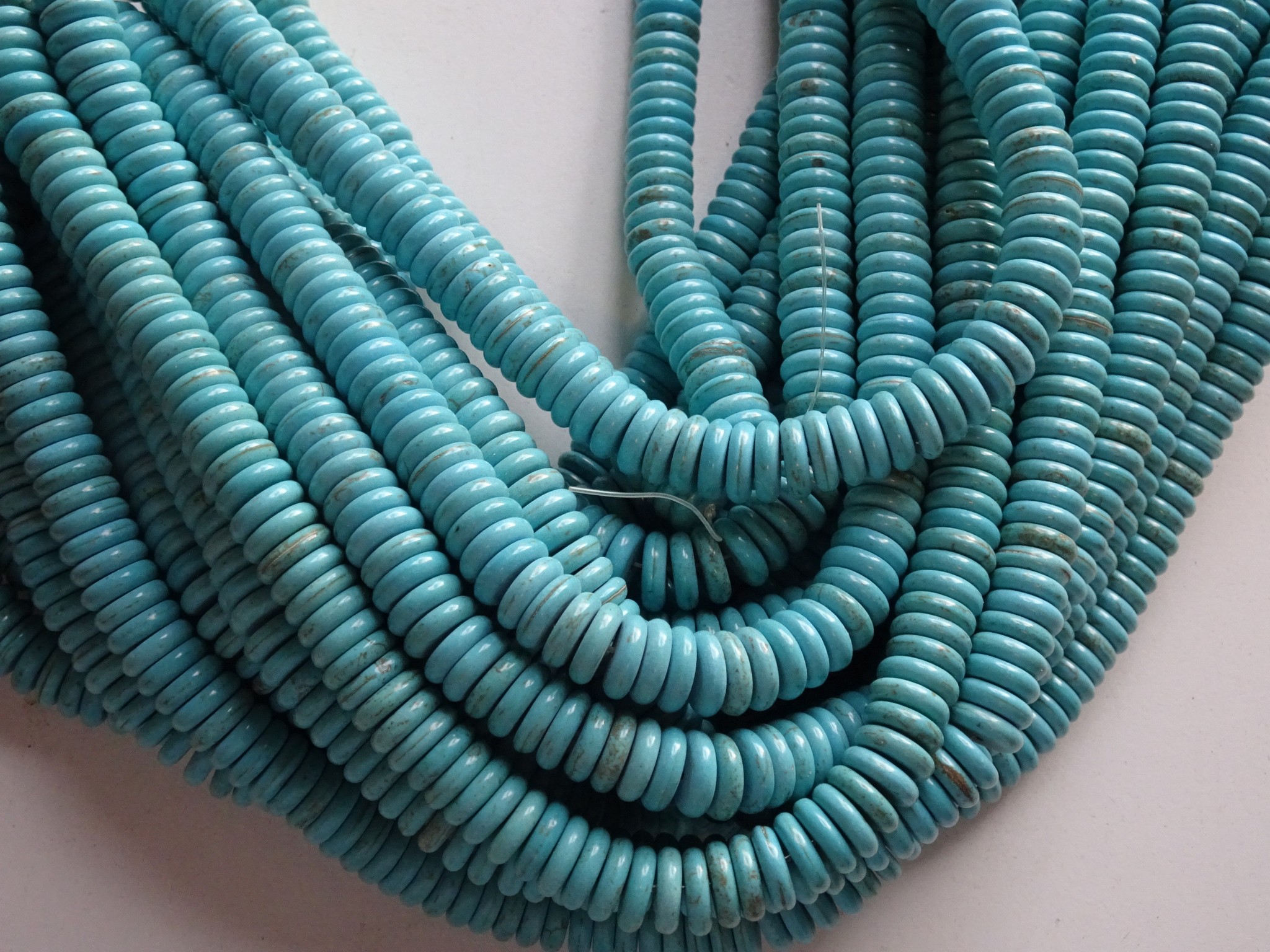 (image for) Turquoise rondell beads 2x12mm #1935