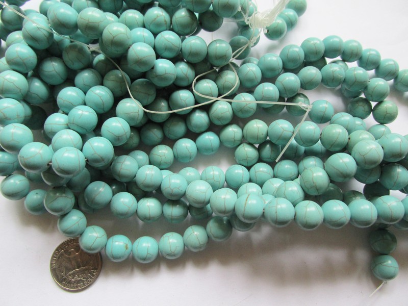 (image for) Turquoise howlite round beads 12mm #1906