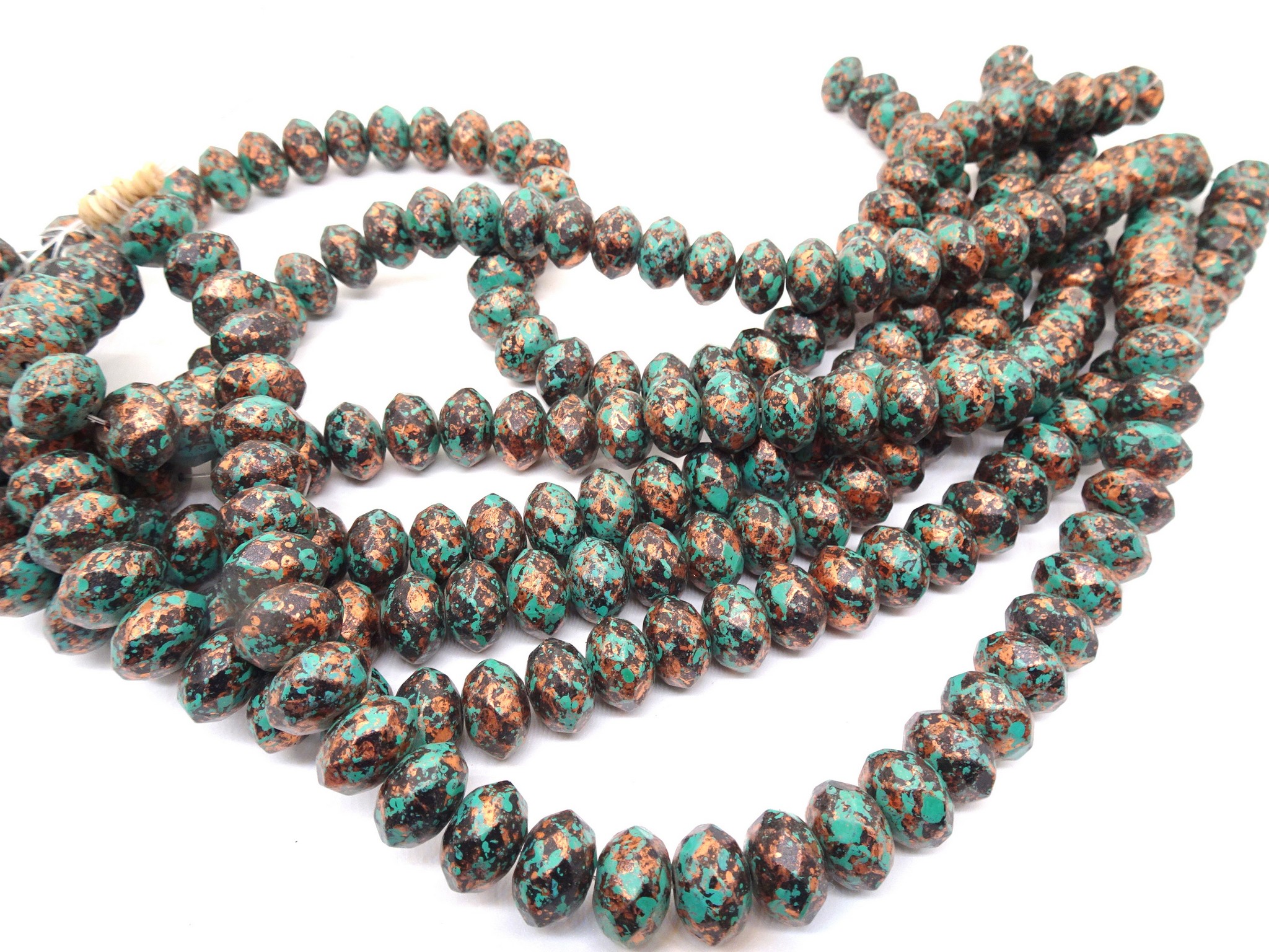 (image for) Turquoise and bronze rondelle acrylic 9x14mm #1323-HU