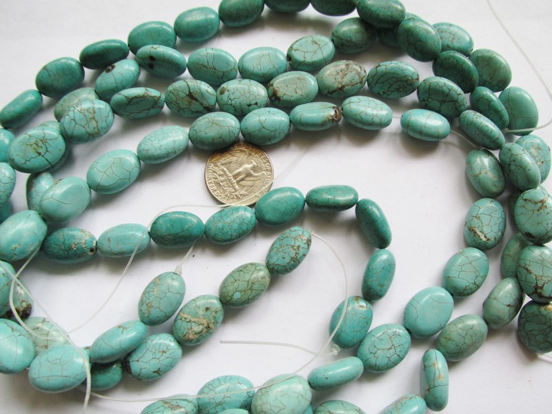 (image for) Turquoise howlite oval rustic beads 12x17mm #1906-B
