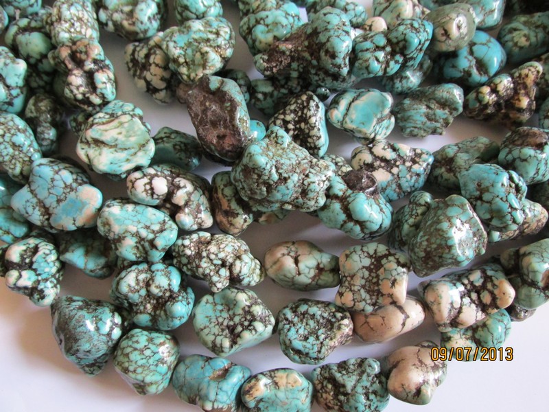 (image for) Turquoise rustic nugget beads #1066-T13