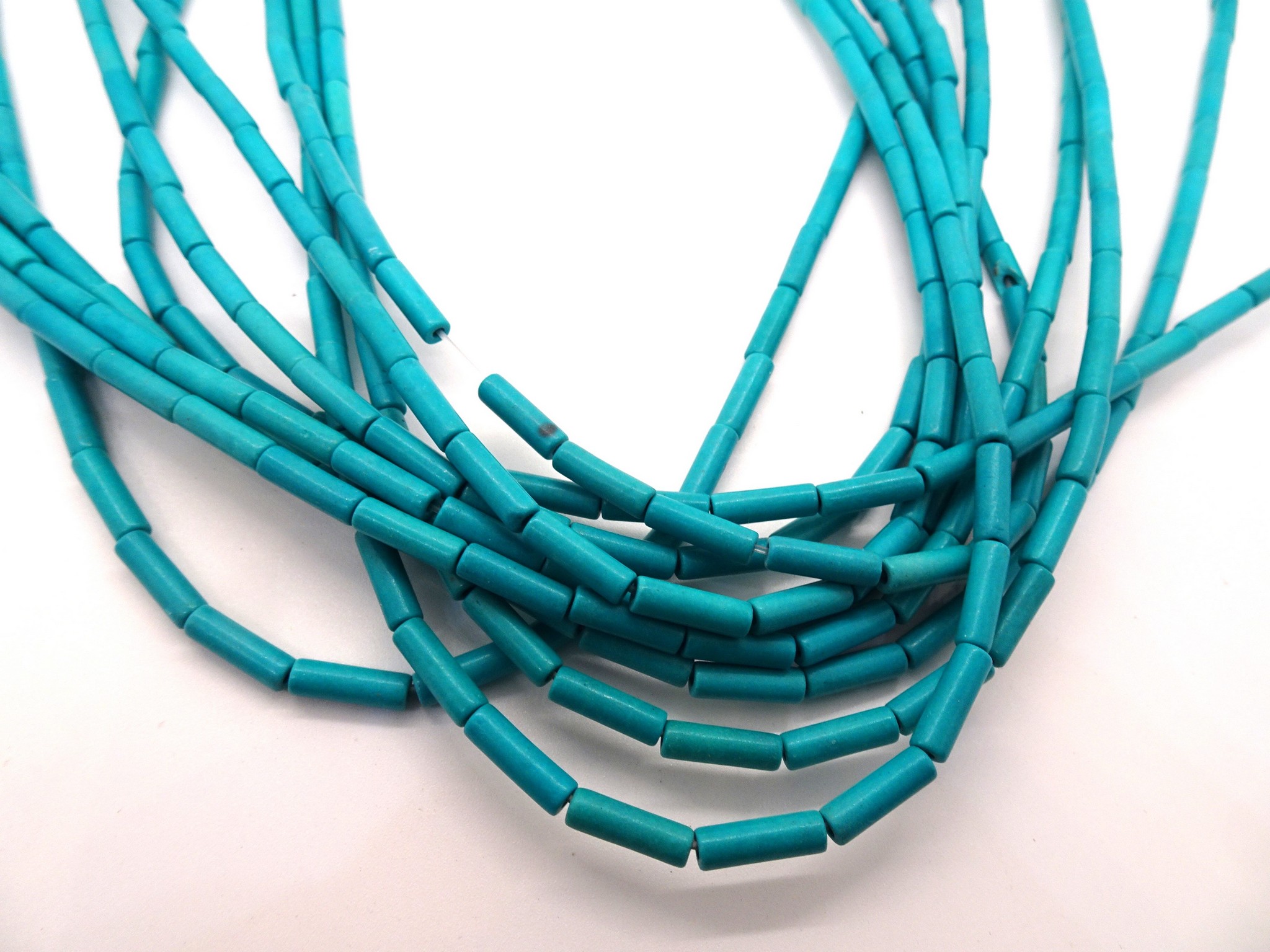 (image for) Turquoise magnesite tube beads 4x13mm #TU-1428
