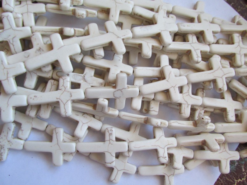 (image for) White cross beads 30x40mm #1800