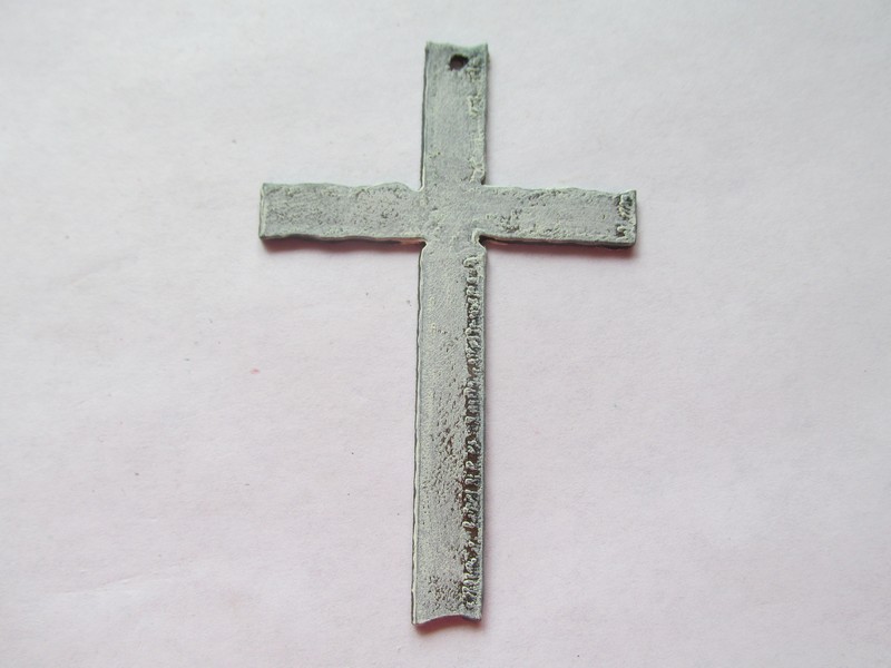 (image for) Cross Metal Cutout Pendant/Earring #CC001- 3 White Patina