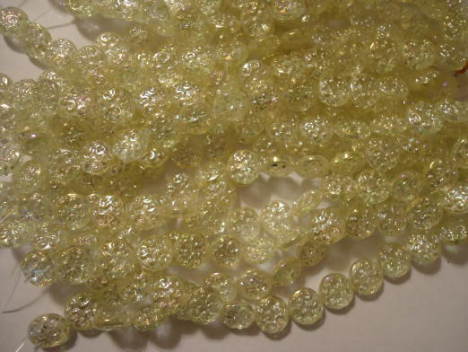 (image for) Yellow flat round fancy glass beads #h1298