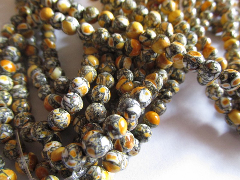 (image for) Yellow and black round mosaic beads #QB1174