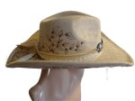 (image for) Light tan Vegan Suede Hand burned cowboy hat