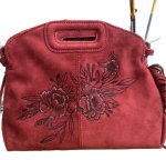(image for) Burgundy Vegan Suede small Cross Body purse - Burgundy