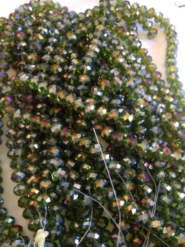 (image for) Green crystal rondelle beads 6x8mm #1448