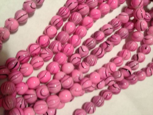 (image for) Pink and black swirl glass rounds #1368BB