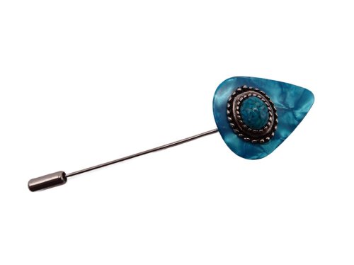 (image for) Guitar pick hat pin - Blue #hatpin-13b