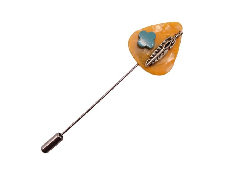 (image for) Guitar pick hat pin - Orange #hatpin-16b