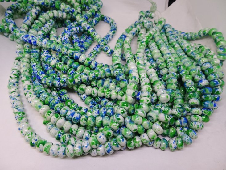 (image for) Green and blue rondell beads 5x8mm #1908